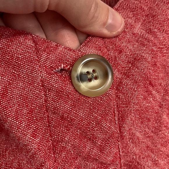 Indigo Rein Linen Red Button Through Double Pocket Cami Dress Size M - Picture 7 of 9